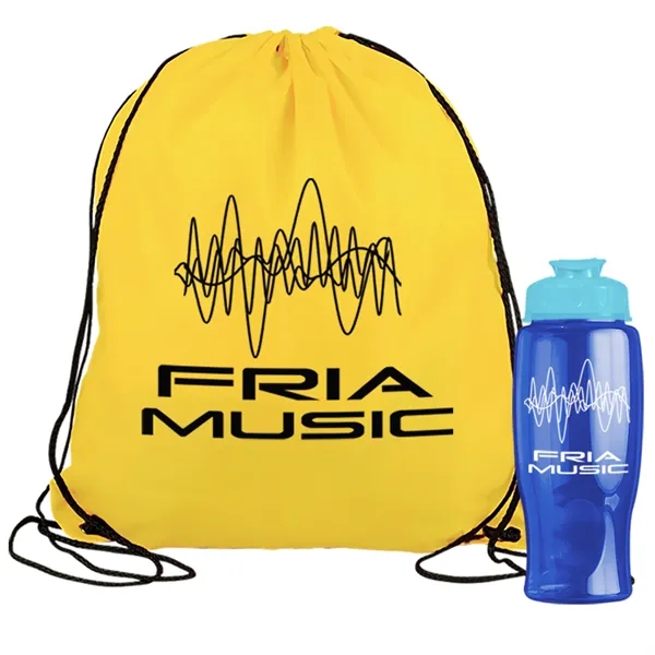 Drawstring backpack in a bottle combo kit.... from ASI 40480 Koozie Group