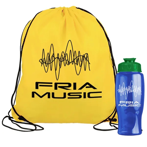 Drawstring backpack in a bottle combo kit.... from ASI 40480 Koozie Group