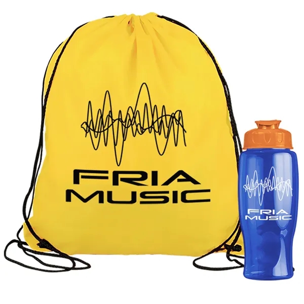 Drawstring backpack in a bottle combo kit.... from ASI 40480 Koozie Group
