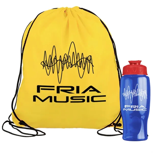 Drawstring backpack in a bottle combo kit.... from ASI 40480 Koozie Group