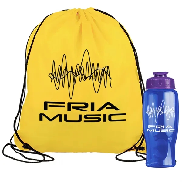 Drawstring backpack in a bottle combo kit.... from ASI 40480 Koozie Group