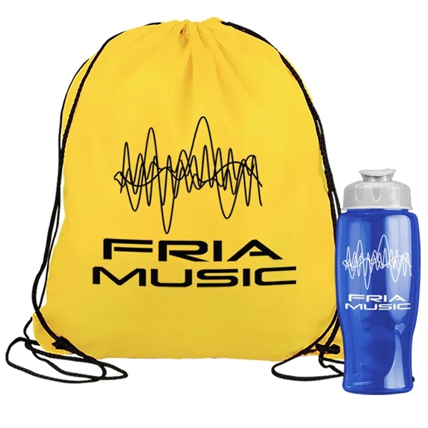 Drawstring backpack in a bottle combo kit.... from ASI 40480 Koozie Group