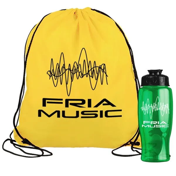 Drawstring backpack in a bottle combo kit.... from ASI 40480 Koozie Group