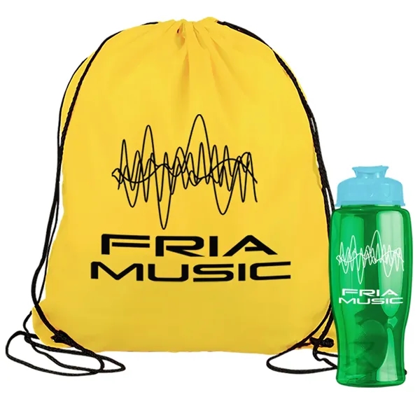 Drawstring backpack in a bottle combo kit.... from ASI 40480 Koozie Group