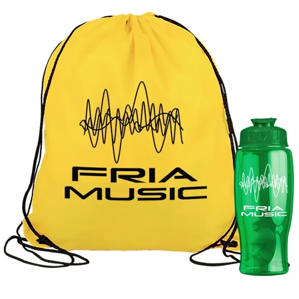 Drawstring backpack in a bottle combo kit.... from ASI 40480 Koozie Group