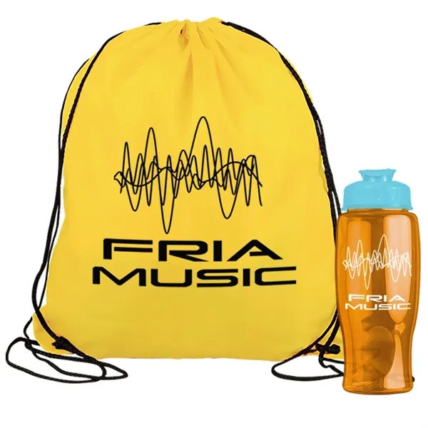 Drawstring backpack in a bottle combo kit.... from ASI 40480 Koozie Group