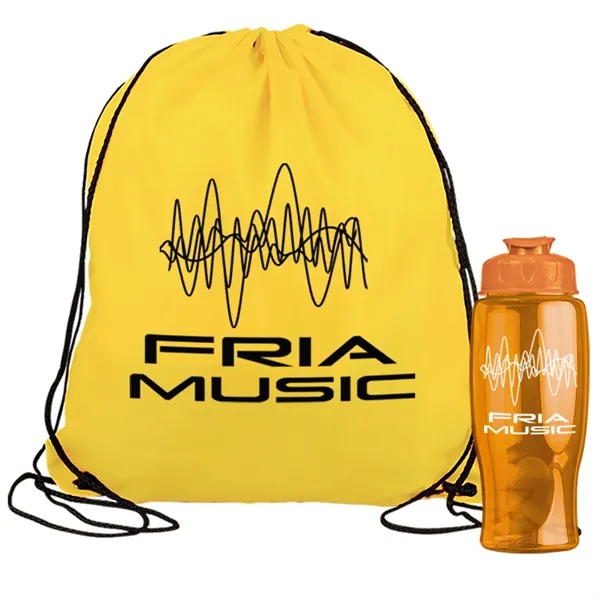 Drawstring backpack in a bottle combo kit.... from ASI 40480 Koozie Group