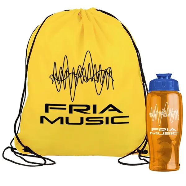 Drawstring backpack in a bottle combo kit.... from ASI 40480 Koozie Group