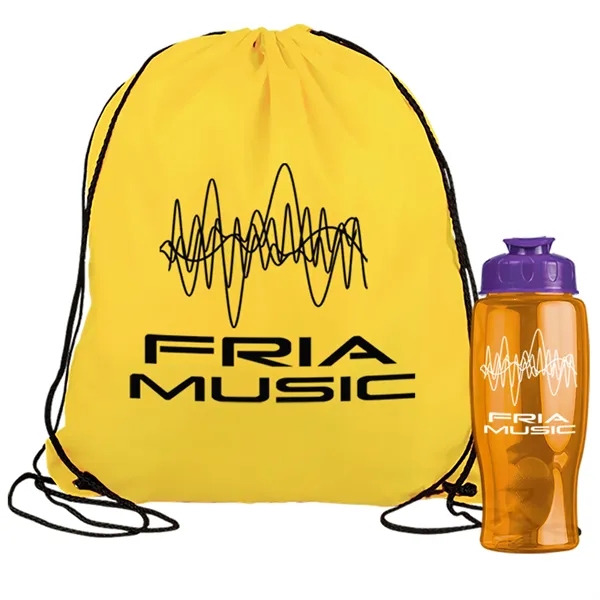 Drawstring backpack in a bottle combo kit.... from ASI 40480 Koozie Group