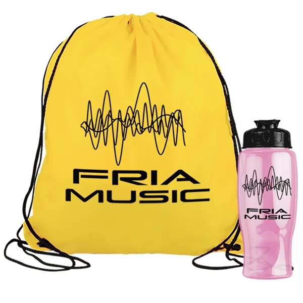 Drawstring backpack in a bottle combo kit.... from ASI 40480 Koozie Group