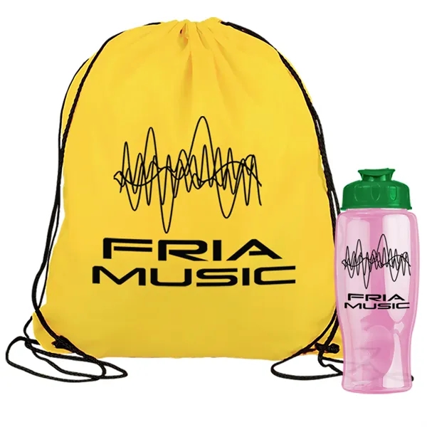 Drawstring backpack in a bottle combo kit.... from ASI 40480 Koozie Group