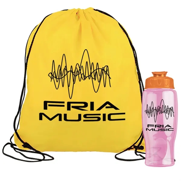 Drawstring backpack in a bottle combo kit.... from ASI 40480 Koozie Group