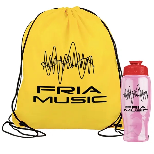 Drawstring backpack in a bottle combo kit.... from ASI 40480 Koozie Group
