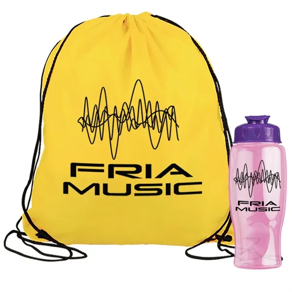 Drawstring backpack in a bottle combo kit.... from ASI 40480 Koozie Group