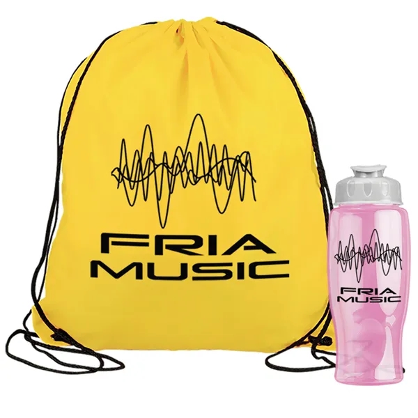 Drawstring backpack in a bottle combo kit.... from ASI 40480 Koozie Group