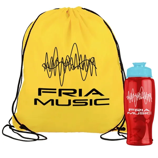 Drawstring backpack in a bottle combo kit.... from ASI 40480 Koozie Group