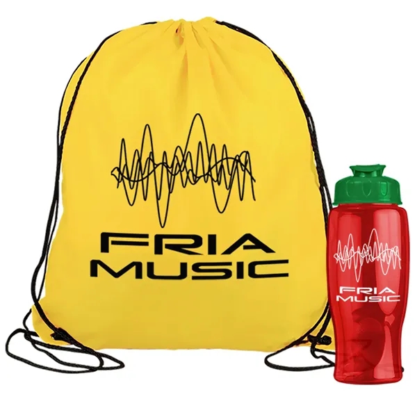 Drawstring backpack in a bottle combo kit.... from ASI 40480 Koozie Group