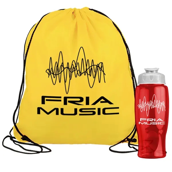 Drawstring backpack in a bottle combo kit.... from ASI 40480 Koozie Group