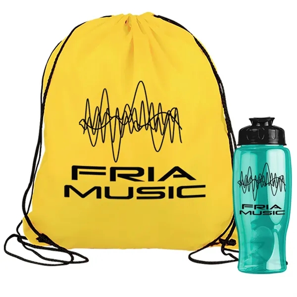 Drawstring backpack in a bottle combo kit.... from ASI 40480 Koozie Group