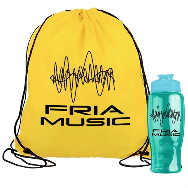 Drawstring backpack in a bottle combo kit.... from ASI 40480 Koozie Group