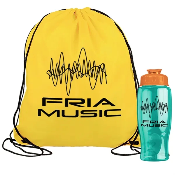 Drawstring backpack in a bottle combo kit.... from ASI 40480 Koozie Group