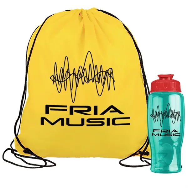 Drawstring backpack in a bottle combo kit.... from ASI 40480 Koozie Group