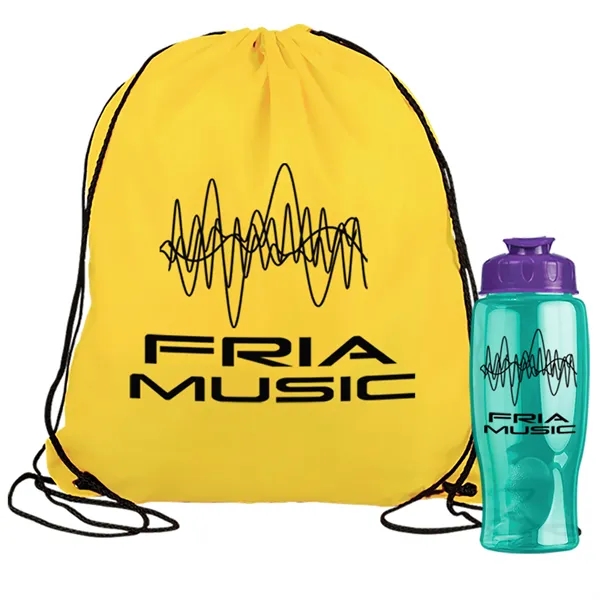 Drawstring backpack in a bottle combo kit.... from ASI 40480 Koozie Group