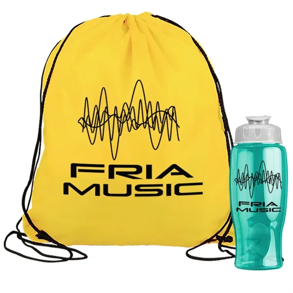 Drawstring backpack in a bottle combo kit.... from ASI 40480 Koozie Group