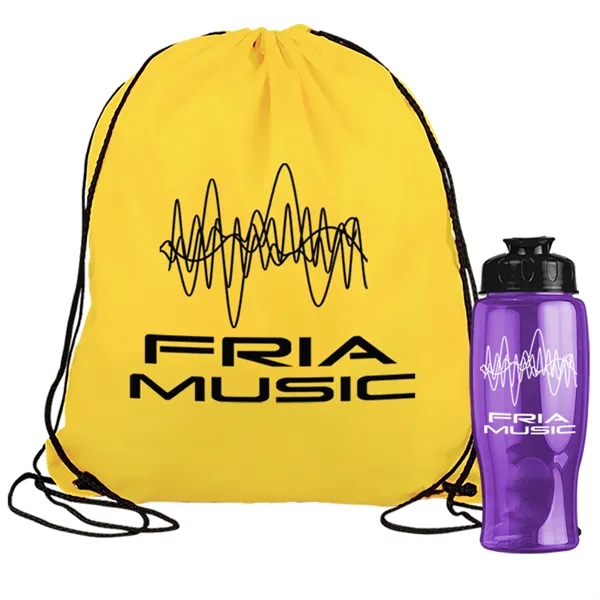 Drawstring backpack in a bottle combo kit.... from ASI 40480 Koozie Group