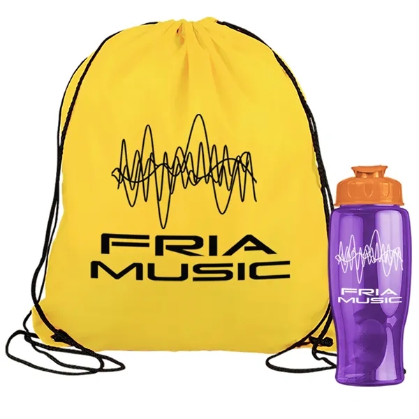 Drawstring backpack in a bottle combo kit.... from ASI 40480 Koozie Group
