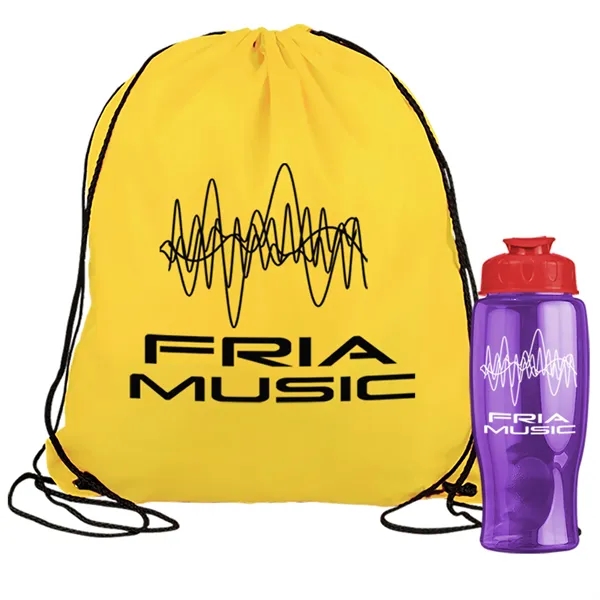 Drawstring backpack in a bottle combo kit.... from ASI 40480 Koozie Group