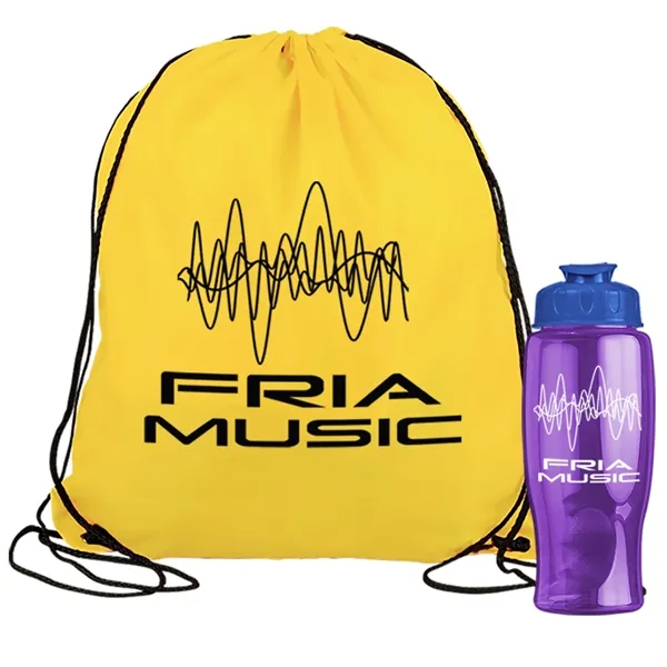 Drawstring backpack in a bottle combo kit.... from ASI 40480 Koozie Group