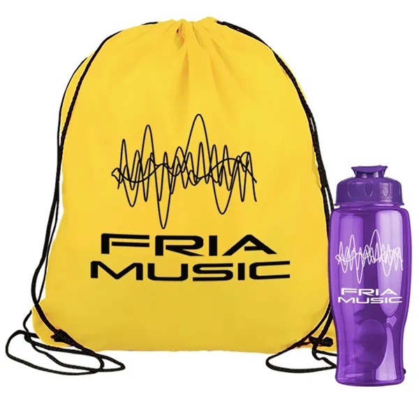 Drawstring backpack in a bottle combo kit.... from ASI 40480 Koozie Group