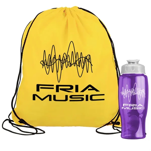 Drawstring backpack in a bottle combo kit.... from ASI 40480 Koozie Group