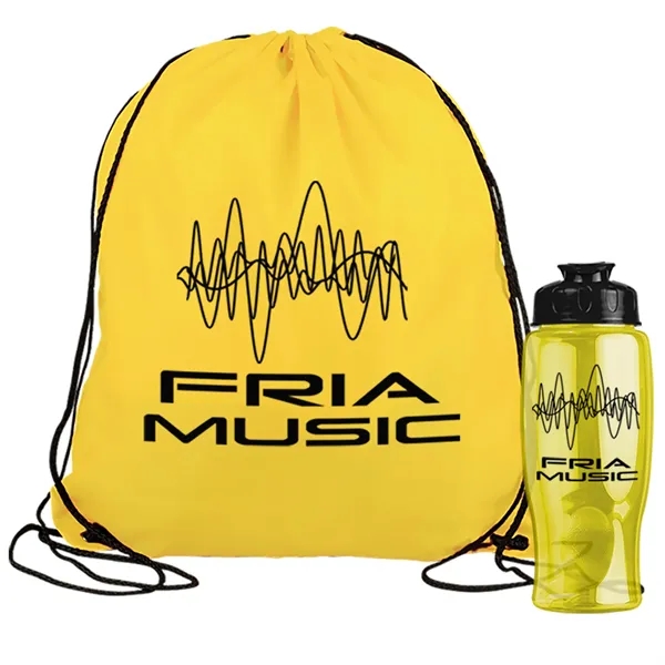 Drawstring backpack in a bottle combo kit.... from ASI 40480 Koozie Group