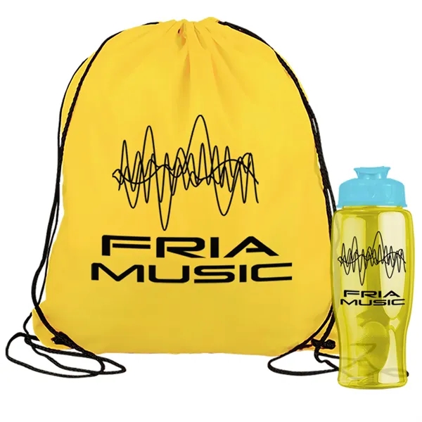Drawstring backpack in a bottle combo kit.... from ASI 40480 Koozie Group