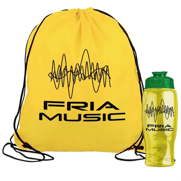 Drawstring backpack in a bottle combo kit.... from ASI 40480 Koozie Group