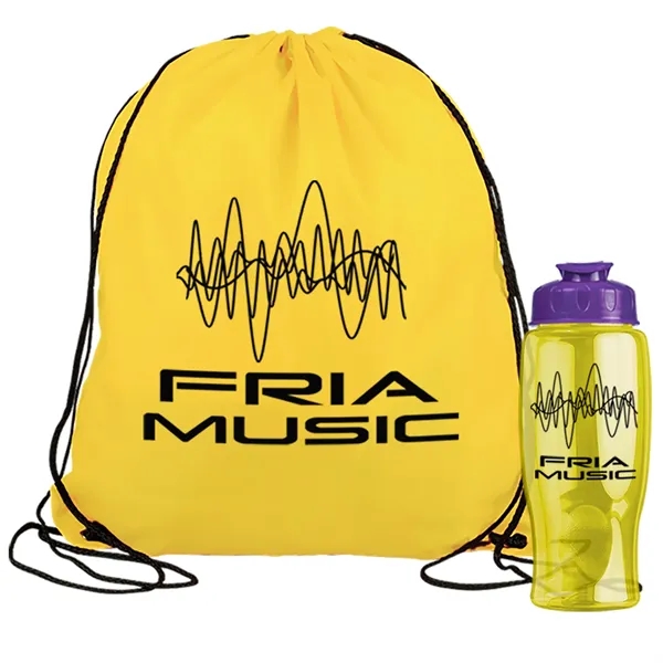 Drawstring backpack in a bottle combo kit.... from ASI 40480 Koozie Group