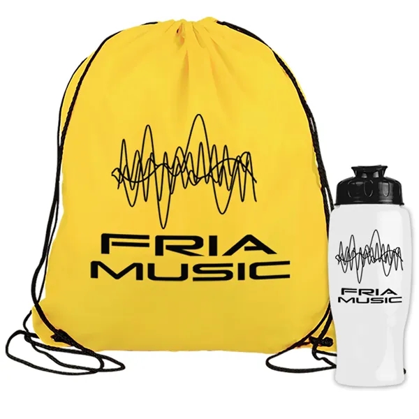 Drawstring backpack in a bottle combo kit.... from ASI 40480 Koozie Group