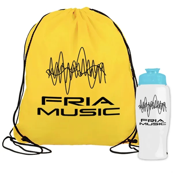 Drawstring backpack in a bottle combo kit.... from ASI 40480 Koozie Group