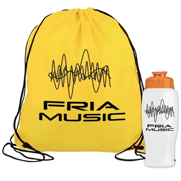 Drawstring backpack in a bottle combo kit.... from ASI 40480 Koozie Group