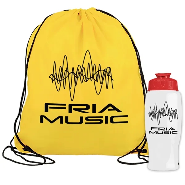 Drawstring backpack in a bottle combo kit.... from ASI 40480 Koozie Group