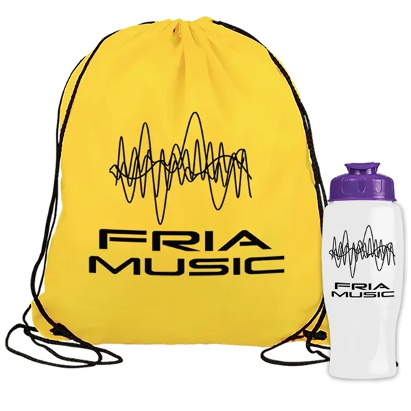 Drawstring backpack in a bottle combo kit.... from ASI 40480 Koozie Group