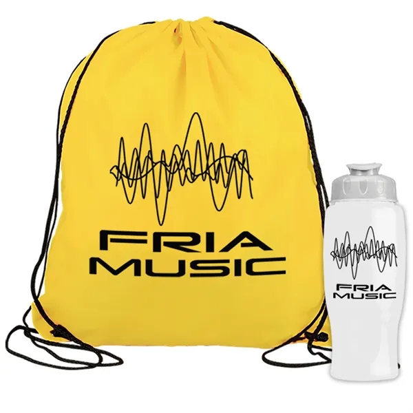 Drawstring backpack in a bottle combo kit.... from ASI 40480 Koozie Group