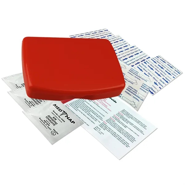 No medication first aid kit in durable, reusable, living hinge box.... from ASI 40480 Koozie Group