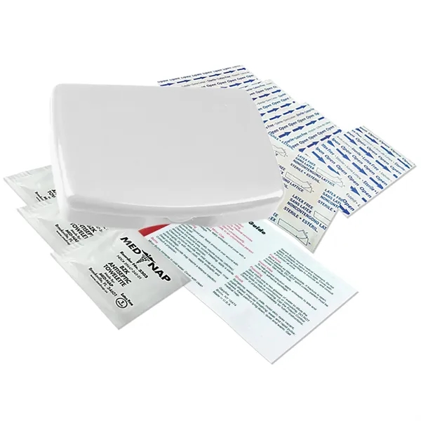 No medication first aid kit in durable, reusable, living hinge box.... from ASI 40480 Koozie Group