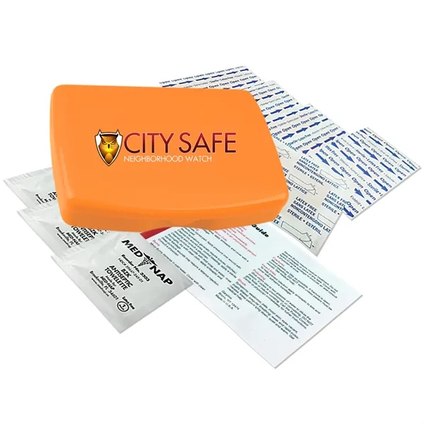 No medication first aid kit in durable, reusable, living hinge box.... from ASI 40480 Koozie Group