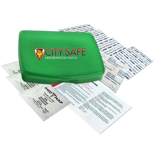 No medication first aid kit in durable, reusable, living hinge box.... from ASI 40480 Koozie Group