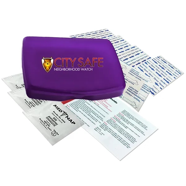 No medication first aid kit in durable, reusable, living hinge box.... from ASI 40480 Koozie Group