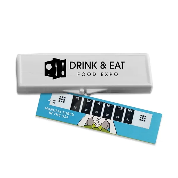 Forehead thermometer kit in a white plastic hinged case.... from ASI 40480 Koozie Group